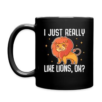 J’aime vraiment les Lions, OK ? Drôle d’animal lion - Mug uni - noir - Gauche
