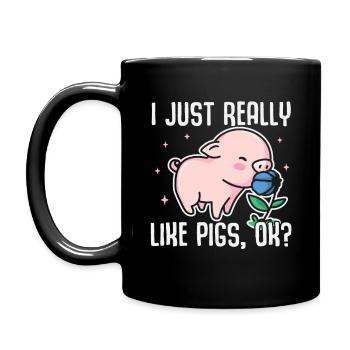 J’aime vraiment les cochons, d’accord ? Porcelet cochon drôle - Mug uni - noir - Gauche