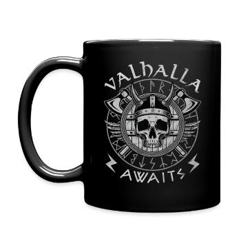 Valhalla awaits - Full Colour Mug - black - Left