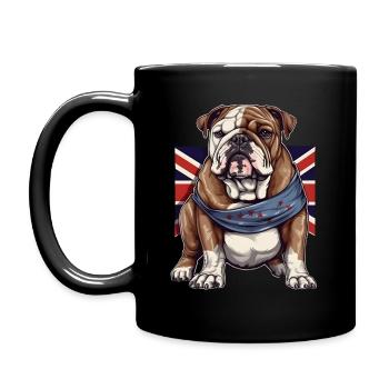 British Bulldog and Union Jack Flage Design - Full Colour Mug - black - Left