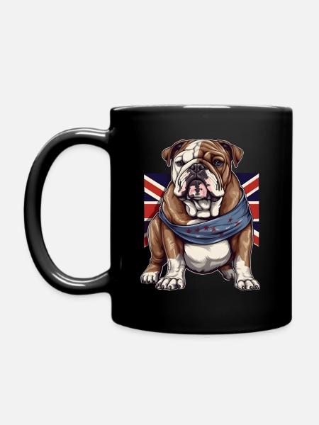 British Bulldog and Union Jack Flage Design - Full Colour Mug - black