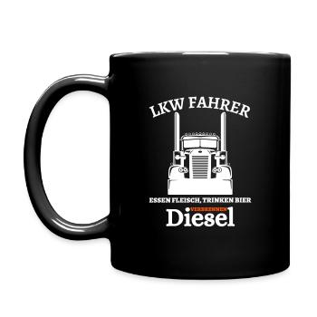 LKW Fahrer - Essen Fleisch Trinken Bier ... - Tasse einfarbig - Schwarz - Links