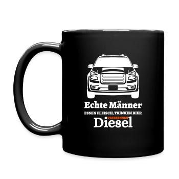 Echte Männer Essen Fleisch Trinken Bier ... - Tasse einfarbig - Schwarz - Links
