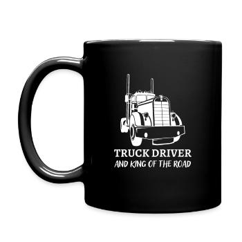 Chauffeur de camion et roi de la route - Mug uni - noir - Gauche