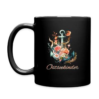 Baltic Sea Children's Anchor with Flowers - Full Colour Mug - black - Left
