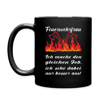 Feuerwehrfrau - Tasse einfarbig - Schwarz - Links