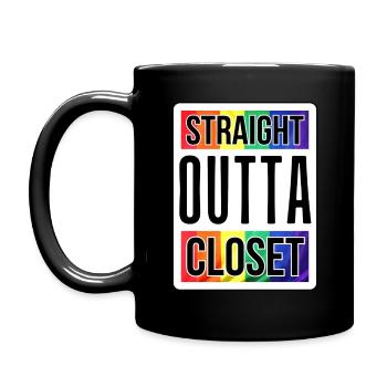 Einfach aus dem Schrank während der Pride Week - Tasse einfarbig - Schwarz - Links