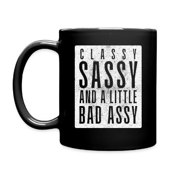 Stilvoll, frech und ein bisschen frech auf Englisch - Tasse einfarbig - Schwarz - Links
