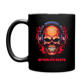 Jenseits Beats – Totenkopf Musik - Tasse einfarbig - Schwarz - Links