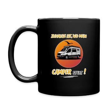 Zuhause Ist Wo Mein Camper steht-Kastenwagen-WoMo - Tasse einfarbig - Schwarz - Links