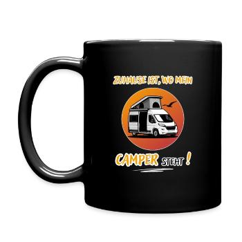 Zuhause Ist Wo Mein Camper steht-Kastenwagen-WoMo - Tasse einfarbig - Schwarz - Links