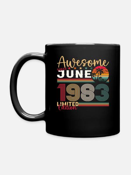 40th Birthday Man June Vintage 1983 Awesome - Mug uni - noir
