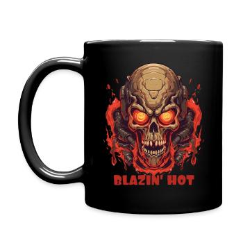 Flaming Hot Fire Skull Skull - Full Colour Mug - black - Left