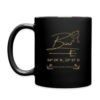 Binz-Möwe-Anker-Ostsee-Koordinaten - Tasse einfarbig - Schwarz - Links