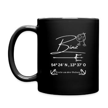 Binz-Möwe-Anker-Ostsee-Koordinaten - Tasse einfarbig - Schwarz - Links