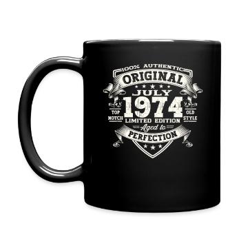 49th Birthday Man Original July Vintage 1974 - Full Colour Mug - black - Left