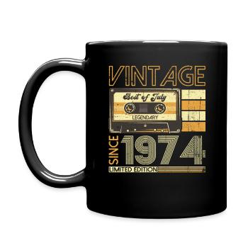 49th Birthday Man Original July Vintage 1974 - Full Colour Mug - black - Left