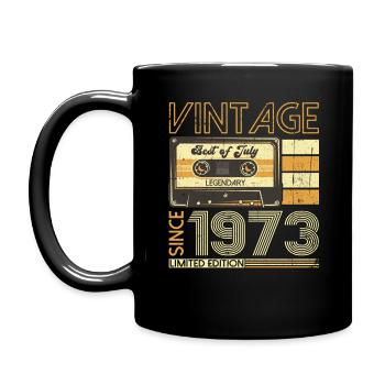 50th Birthday Man Original July Vintage 1973 - Full Colour Mug - black - Left