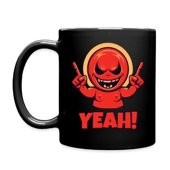 Pointant du doigt en l’air, le gars rouge dit oui - Mug uni - noir - Gauche