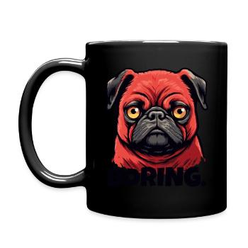 Gelangweilter kleiner Mops - Tasse einfarbig - Schwarz - Links
