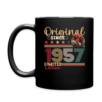 66e anniversaire Homme pêcheur Né 1957 - Mug uni - noir - Gauche