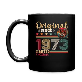 50. Geburtstag Mann Angler Angeln Jahrgang 1973 - Tasse einfarbig - Schwarz - Links