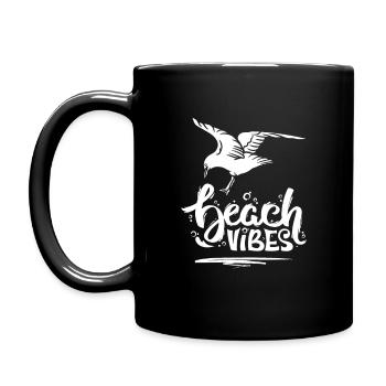 Beach Vibes & Seagull - Full Colour Mug - black - Left