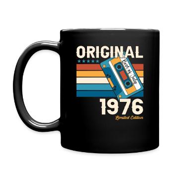 47. Geburtstag Mann Juli Jahrgang 1976 Kassette - Tasse einfarbig - Schwarz - Links