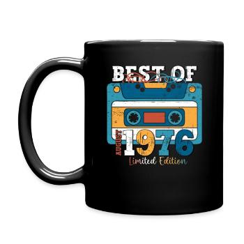 47. Geburtstag Mann August Jahrgang 1976 Kassette - Tasse einfarbig - Schwarz - Links