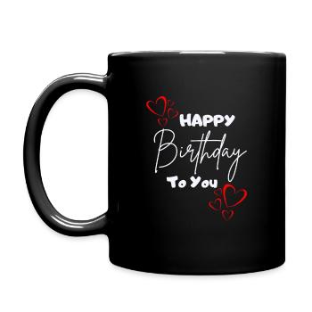 Joyeux anniversaire à vous-avec des cœurs - Mug uni - noir - Gauche