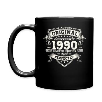 33 Birthday Man Original August Vintage 1990 - Full Colour Mug - black - Left
