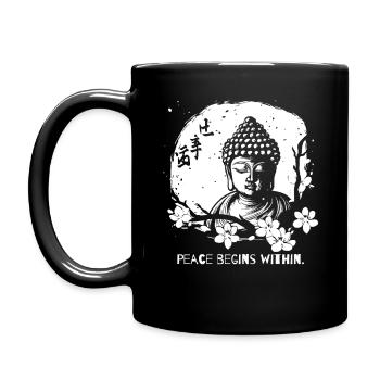 Peace begins within - Buddha - Full Colour Mug - black - Left