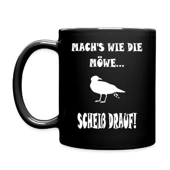 Möwe Scheiß drauf - Tasse einfarbig - Schwarz - Links