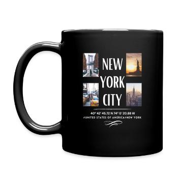 New York City Skyline NYC Manhattan - Full Colour Mug - black - Left
