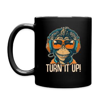 Affe DJ Sonnenbrille Kopfhörer Schimpanse Bunt - Tasse einfarbig - Schwarz - Links