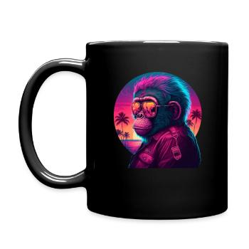Singe Chimpanzé Cool Lunettes de soleil Style rétro des années 80 - Mug uni - noir - Gauche