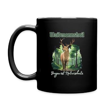 Jäger Outfit Waidmannsheil - Jagen ist Naturschutz - Tasse einfarbig - Schwarz - Links