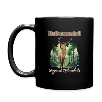 Jäger Outfit Waidmannsheil - Jagen ist Naturschutz - Tasse einfarbig - Schwarz - Links