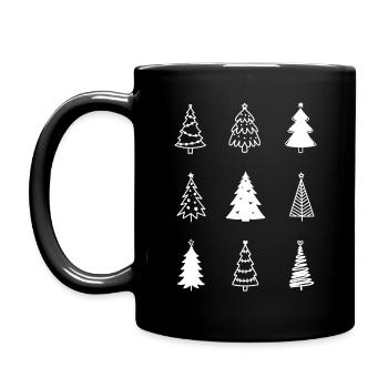Weihnachtsbäume - Tasse einfarbig - Schwarz - Links