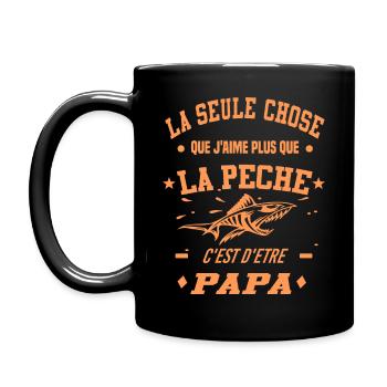 Idée cadeau tshirt homme qui aime la peche papa - Mug uni - noir - Gauche