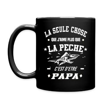 Idée cadeau tshirt homme qui aime la peche papa - Mug uni - noir - Gauche