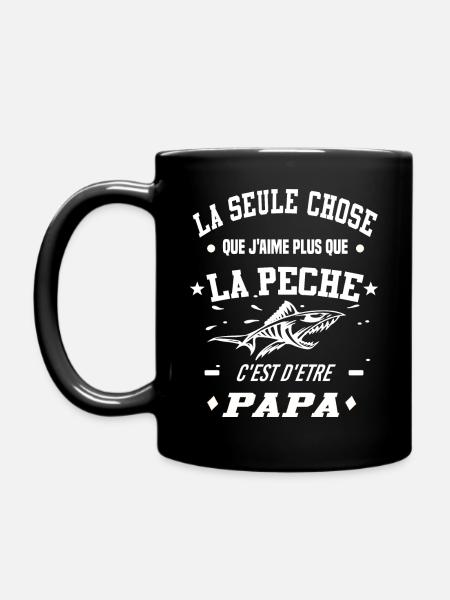 Idée cadeau tshirt homme qui aime la peche papa - Mug uni - noir