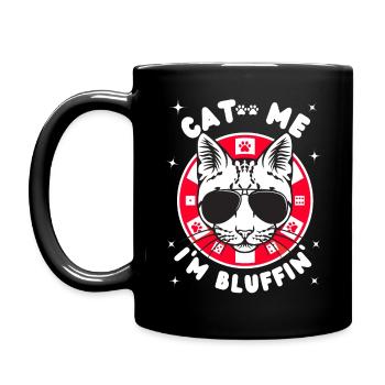 Funny Poker cat player- poker player life rocks - Full Colour Mug - black - Left