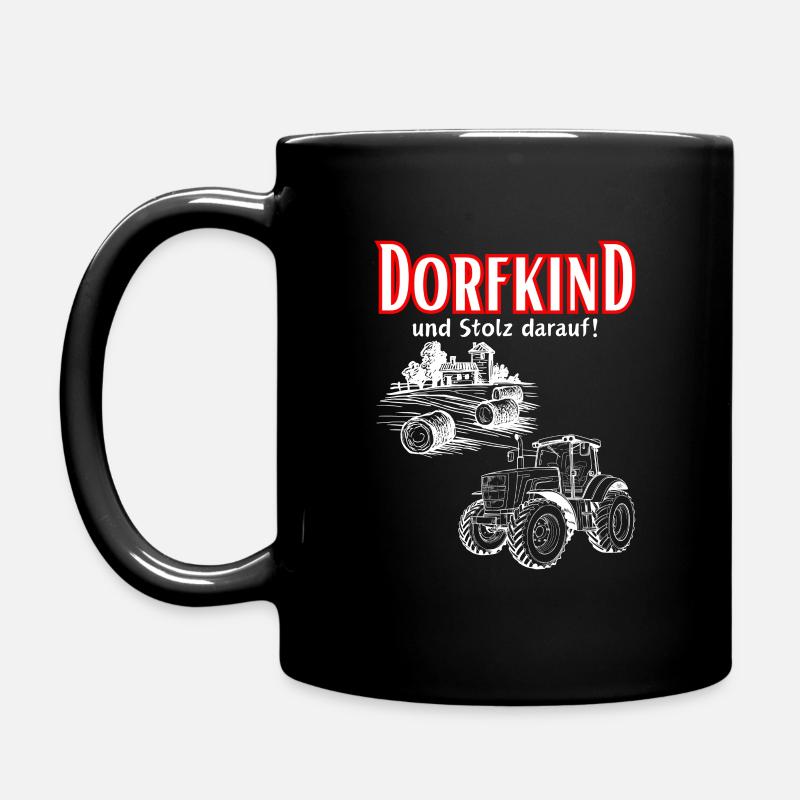 Dorfkind und stolz darauf- Spruch mit Traktor - Tasse einfarbig - Schwarz