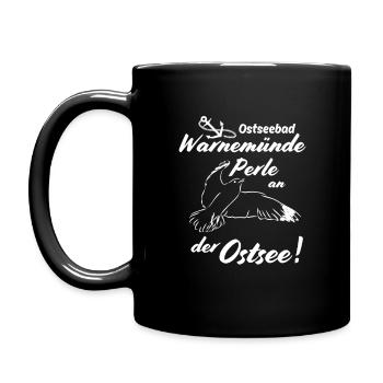 Warnemünde Ostseebad und Perle an der Ostsee - Tasse einfarbig - Schwarz - Links