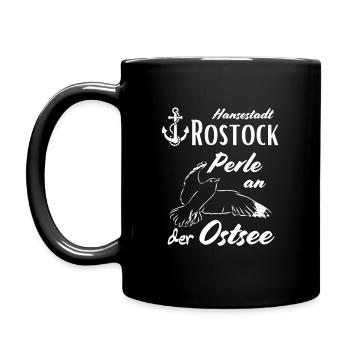 Rostock Hansestadt Rostock Perle an der Ostsee - Tasse einfarbig - Schwarz - Links