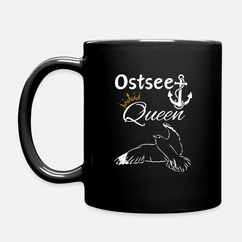 Ostsee Queen-Ostsee Königin-Anker und Möwe - Tasse einfarbig - Schwarz