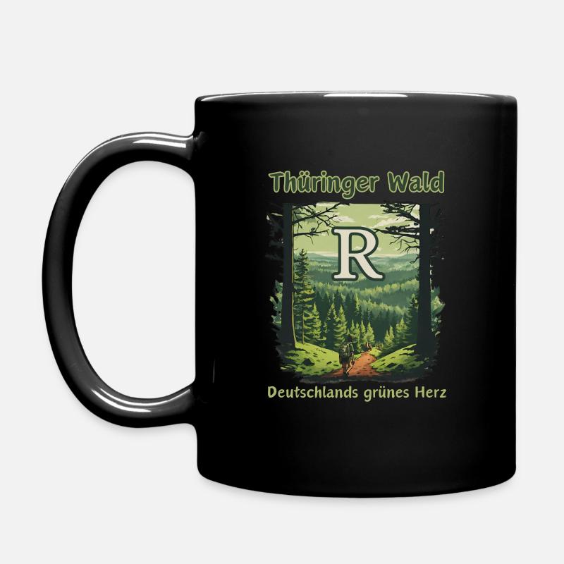 Thüringen-Deutschlands grünes Herz-Rennsteig - Tasse einfarbig - Schwarz