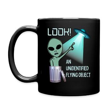 UFO ansehen - Tasse einfarbig - Schwarz - Links