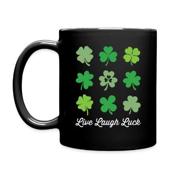Live Lachglück - Tasse einfarbig - Schwarz - Links
